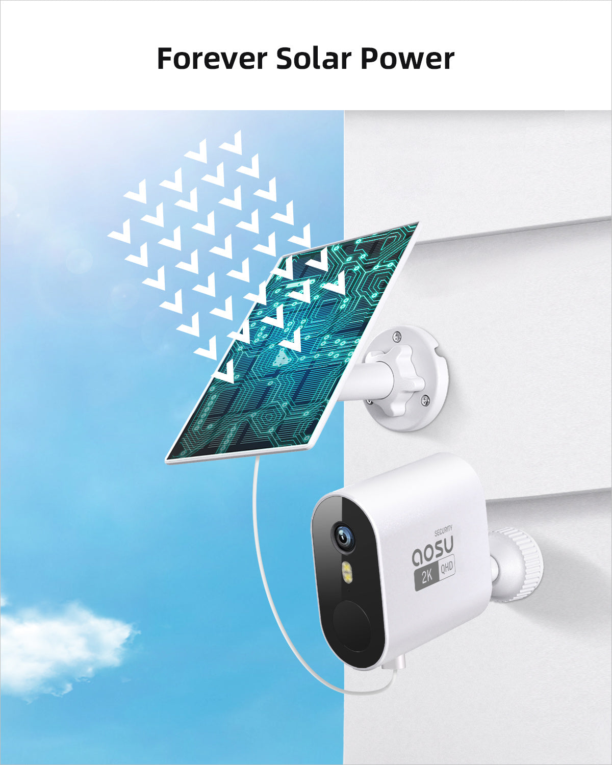 AOSU 3MP Outdoor Solar-Powered Battery Duo Camera Kit