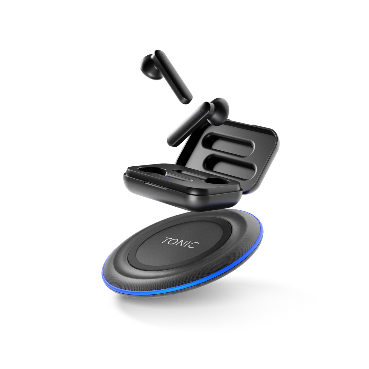 Tonic Wireless Earphones + 5W Wireless Charger Combo - Black